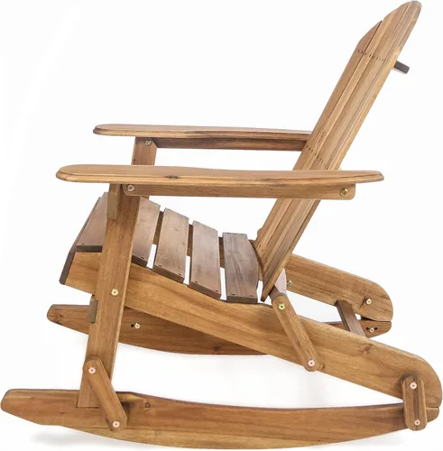 Vista 7 de Christopher Knight Home Vayne - Silla de madera de acacia para exteriores, mecedora Adirondack de listones Adirondack, asiento adicional