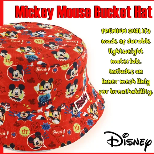 Vista 4 de Disney Mickey Mouse 6014 - Sombrero de cubo rojo para niño, Rojo, talla única