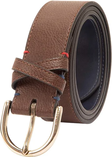Vista 2 de Tommy Hilfiger Cinturón de cuero de moda para mujer, pantalones y vestidos, Banda cruzada marrón