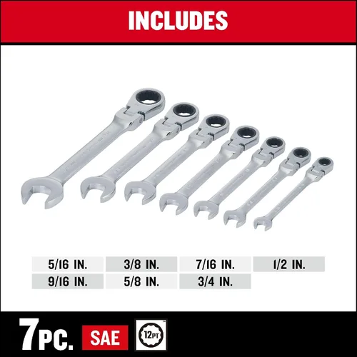 Vista 7 de CRAFTSMAN Juego de trinquete SAE Flex reversible de 72 dientes, acabado cromado (CMMT87010)