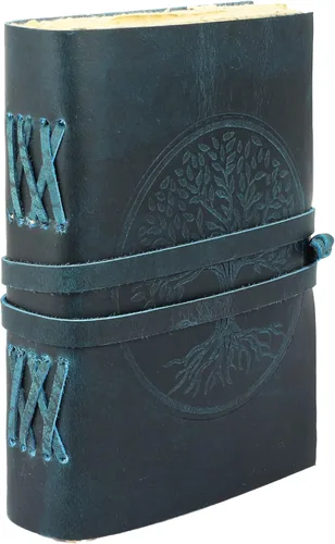 Vista 6 de Diario de cuero antiguo hecho a mano forrado con borde de Deckle Edge Vintage Paper Tree of Life Cuaderno de escritura diario para hombres