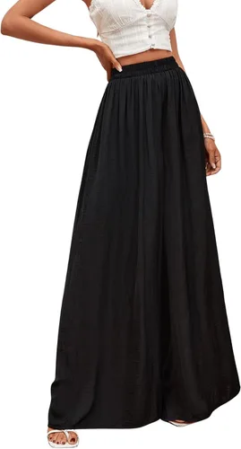 Vista 4 de Verdusa Pantalones largos sueltos con cintura elástica y pierna ancha para mujer