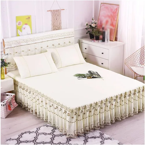 Vista 13 de OTBK Falda de cama individual blanca con volantes y borlas, estilo bohemio, falda de cama con encaje, volantes, floral, Shabby Chic juegos de ropa