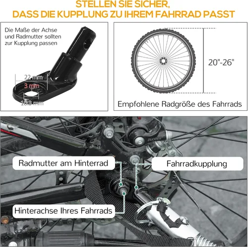 Vista 6 de Aosom – Remolque de carga/equipaje para bicicleta Wanderer, color negro