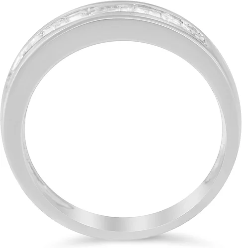 Vista 6 de Anillo de boda apilable de plata de ley 925 con corte baguette de 13 quilates (Color H-I, claridad I1-I2)