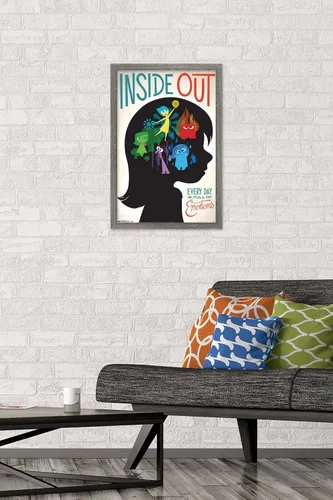 Vista 2 de Trends International Disney Pixar Inside Out - Póster de pared de emociones, 14.725 x 22.375 pulgadas, versión enmarcada de madera de granero