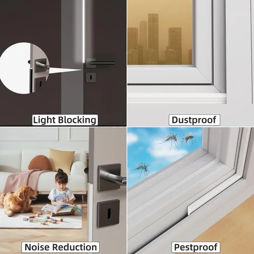 Vista 6 de Paquete de 2*16.4 pies de tiras selladoras contra la intemperie para puertas, aislamiento de ventanas insonorizante bloqueador de corrientes de aire