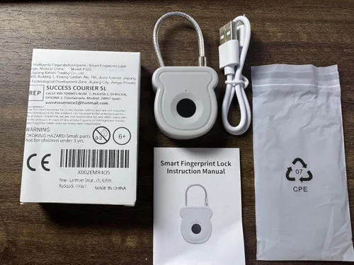 Vista 2 de Candado inteligente de huellas dactilares para equipaje, capacidad de 20 usuarios, llave USB y código de emergencia, cerradura biométrica sin llave