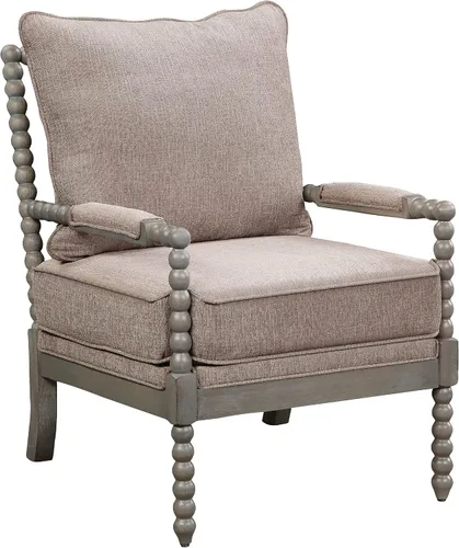 Vista 10 de OSP Home Furnishings Abbott Spindle - Silla decorativa con asiento acolchado de resorte y base gris cepillado, tela azul celeste