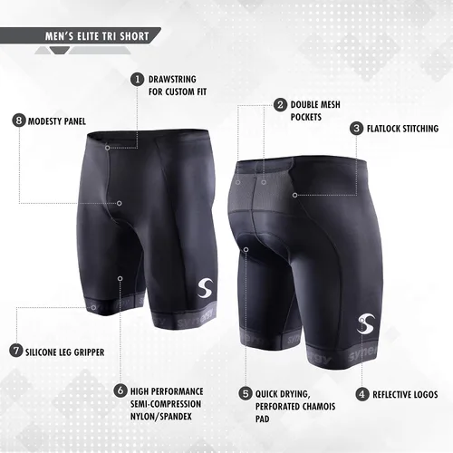 Vista 3 de Synergy Pantalones cortos Elite Tri con bolsillos de malla para hombre