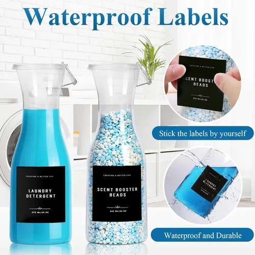 Vista 6 de Botella Dispensadora de Detergente para Ropa de 20 oz con Etiqueta Impermeable para Detergente de Ropa, Jabón, Suavizante de Telas, Blanqueador