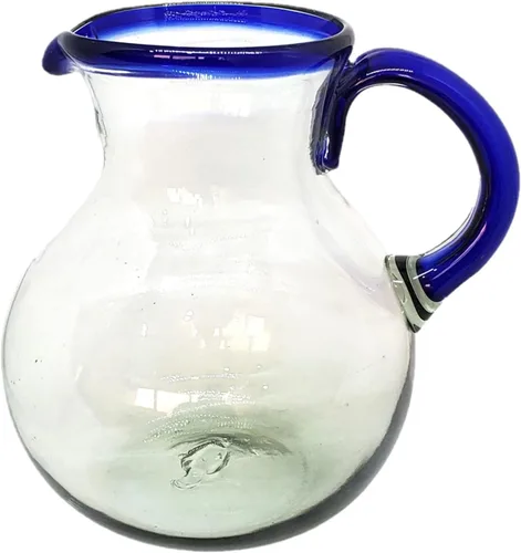 Vista 15 de Vasos de 10 onzas con borde azul cobalto (juego de 6), vidrio reciclado, sin plomo, sin toxinas (Tumbler)