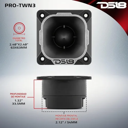 Vista 4 de DS18 PRO-TWN3 PRO - Tweeter de neodimio de alta compresión de 2.5 pulgadas, bobina de voz de 250 vatios, 1 pulgada (1 altavoz)