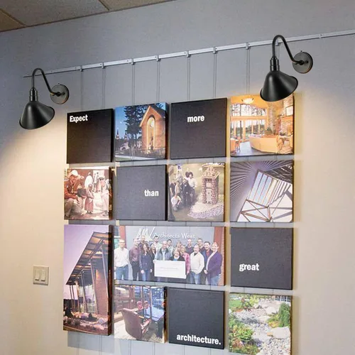 Vista 9 de Gooseneck-Barn Sign-Light Outdoor Store Fixture - Pantalla angular de cúpula de 8 pulgadas, luces pequeñas de pared con cucharadas del atardecer al
