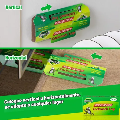 Vista 5 de Qualirey Trampas adhesivas para cucarachas para interiores, con pegamento para cucarachas, infestación de cucarachas, para interiores, hogar