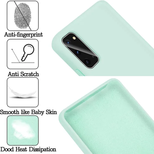 Vista 3 de Funda para Galaxy S20 de 6.2 pulgadas (2020), silicona líquida suave protectora y forro de microfibra antiarañazos, a prueba de golpes, compatible