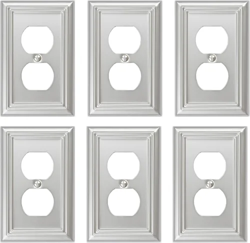 Vista 21 de OKAWYC Adler - Placa de pared de metal para interruptor de luz de palanca/decorador, paquete de 2 unidades, níquel cepillado, 2 Gang