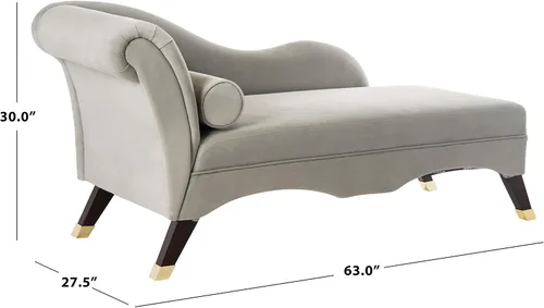 Vista 14 de Safavieh Home Collection Caiden - Tumbona de terciopelo gris con almohada