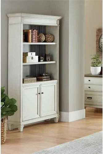 Vista 7 de Martin Furniture Estantería con puertas inferiores, color blanco