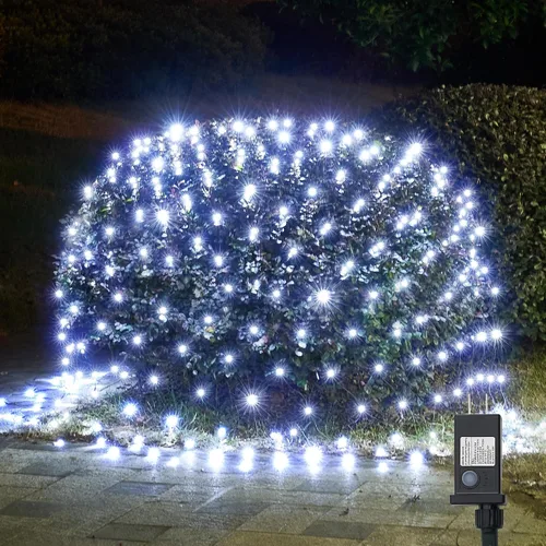 Vista 13 de WBao - Luces de Navidad, 200 LED de red de 8.4 x 5.2 pies, luz de malla para exteriores con 8 modos, temporizador, certificado UL, conectables