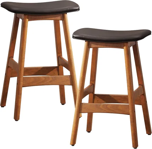 Vista 7 de Lexicon Springfield Taburete de altura de asiento de silla de montar (juego de 2), 25 pulgadas SH, negro mate