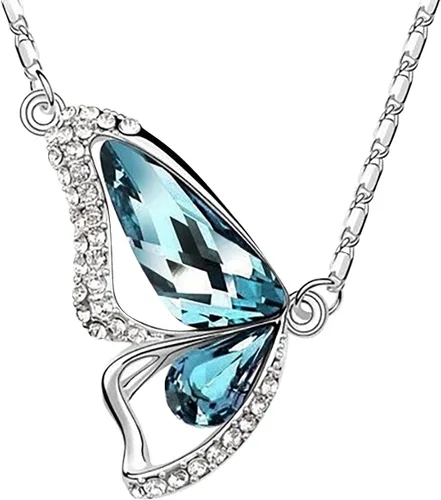Vista 4 de Juego de joyas de mariposa para mujer aretes de mariposa para mujer collar con colgante para cumpleaños de mujer