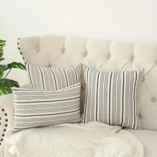Vista 5 de Kiuree Fundas de almohada de granja de color negro y beige de 16 x 16 pulgadas, funda de almohada cuadrada decorativa moderna, juego de 2 fundas