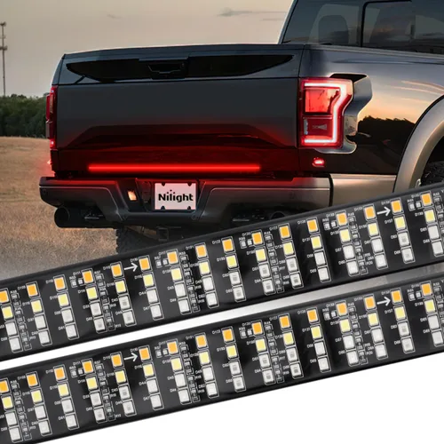 Vista 22 de Nilight - Tira de luz LED para plataforma trasera de 30 pulgadas de UTV, 204 LED, luces de freno ámbar, luces intermitentes rojas, compatible