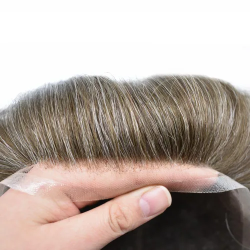 Vista 28 de Mens Toupee Natural Hairline Swiss Lace Toupee Remy Human Hair Piece For Men Bleached Knots Mens Hair Replacement System Toupee 6X8#1 Jet Black 100%