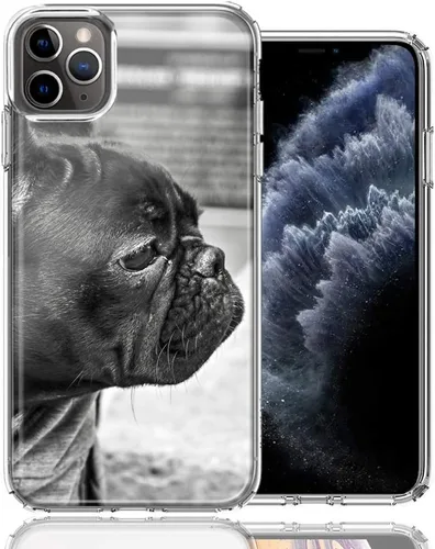 Vista 2 de Mundaze - Funda para Apple iPhone 11 Pro Max diseño Bulldog francés delgado híbrido a prueba de golpes duro Shell suave TPU resistente cubierta