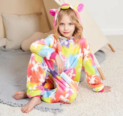 Vista 7 de Cos Time Pijama de una pieza de unicornio para niños, disfraz de Halloween