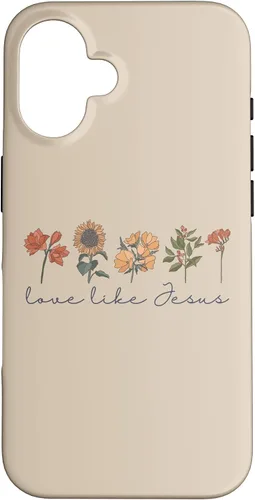 Vista 32 de Love Like Jesus - Carcasa para iPhone 17, diseño de flores y texto bíblico, religioso