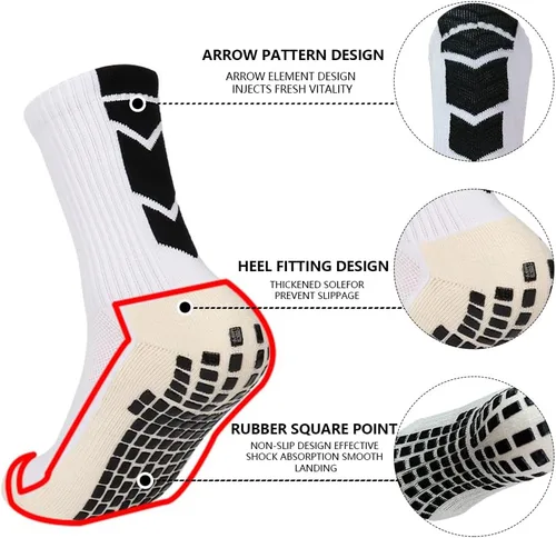 Vista 2 de Airsnigi Paquete de 9 calcetines de agarre para hombre, calcetines atléticos antideslizantes para fútbol y baloncesto con almohadillas de agarre