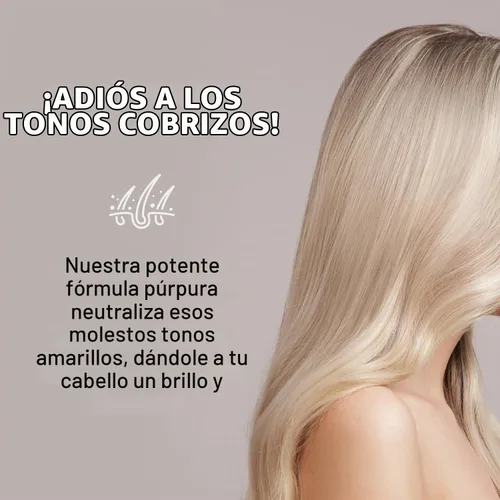 Vista 7 de Just Nutritive Acondicionador morado para cabello rubio, gris, blanco, plateado y decolorado, elimina el cobrizo, aumenta el brillo, repara