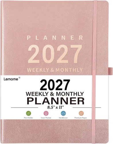 Vista 16 de Agenda 2027 – Agenda semanal mensual 2027 con calcomanías Negro