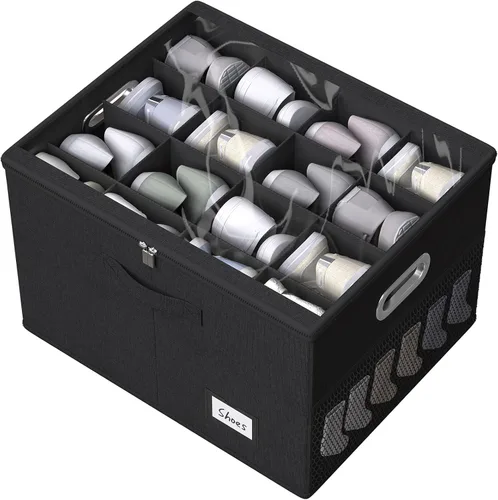 Vista 9 de Organizador de zapatos para armario, contenedores grandes de almacenamiento de zapatos con ventana transparente, contenedor de zapatos que ahorra