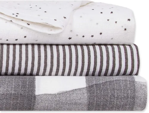 Vista 2 de Burt's Bees Baby - Mantas de muselina de algodón para bebé, paquete de 3, multiusos, ligeras y transpirables, 100% algodón orgánico
