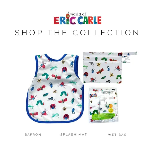 Vista 12 de BapronBaby Eric Carle Bug World Bapron - Babero más seguro sin corbata para el cuello para bebés y niños pequeños, suave, impermeable, resistente a