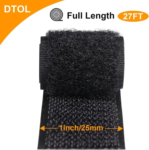 Vista 6 de Rollo de cierre adhesivo de cinta adhesiva de 1 pulgada x 27 pies, tiras autoadhesivas de nailon resistentes para el hogar, oficina, escuela, auto