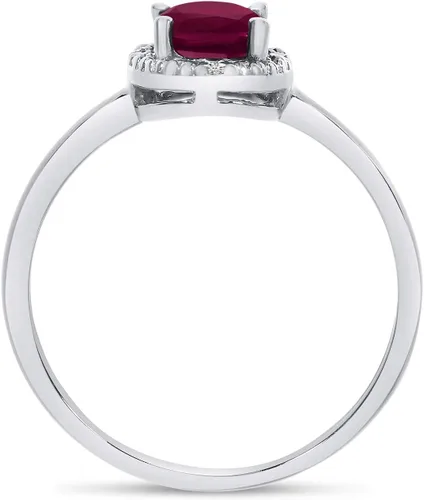 Vista 5 de Direct-Jewelry Anillo de diamantes y rubí ovalado de oro blanco de 14 k