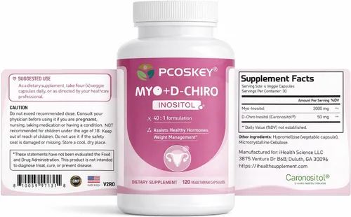 Vista 6 de Myo-Inositol & D-Chiro Inositol Capsules for Women, 120 Count