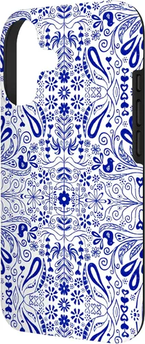 Vista 2 de Folk Art Pattern Blue Chinoiserie Birds Flowers Scandinavian Case for iPhone 17