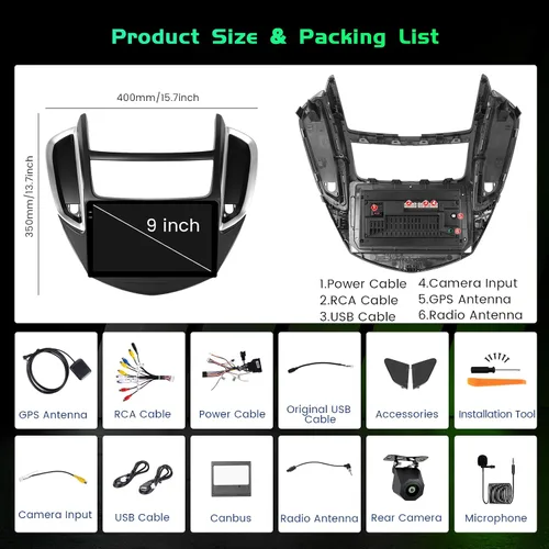 Vista 8 de Radio de coche Android 15 de 4+64 GB para 2014 2015 2016 Chevrolet Chevy Trax inalámbrico Carplay Android Auto, pantalla táctil en celda estéreo