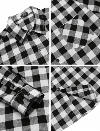 Vista 5 de COOFANDY Camisas de franela a cuadros de manga larga con botones para hombre