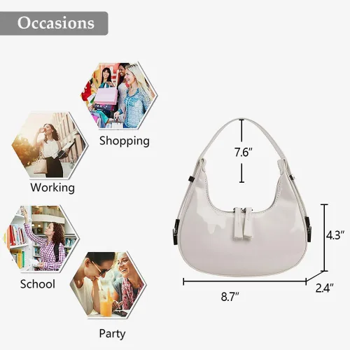 Vista 6 de JYG Crescent Shoulder Bag for Women Retro Hobo Handbags Top Handle Bags Fashion Ladies Clutch Purses
