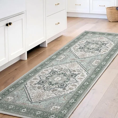 Vista 380 de OPPODREAM Alfombras suaves, pequeñas y lavables con parte trasera antideslizante, alfombra de cachemira sintética de pelo bajo, 2 x 3 pies, azul