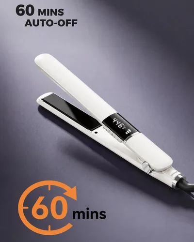 Vista 7 de Plancha de pelo de 1 pulgada para todo tipo de cabello, plancha alisadora de calor rápido para cabello, 5 temperaturas ajustables, apagado Beige