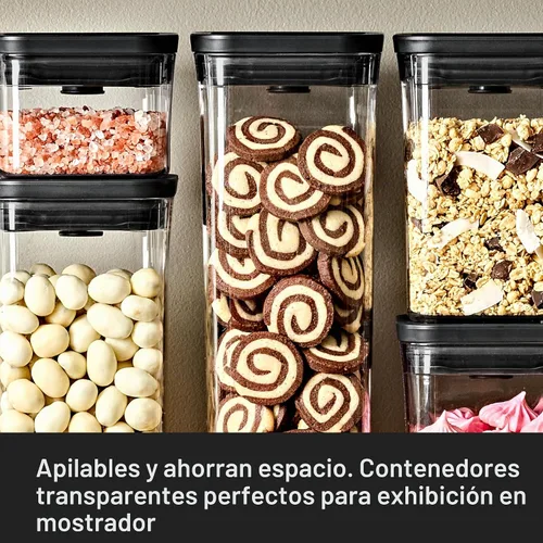 Vista 4 de OXO Good Grips - Juego de 5 recipientes para apretar mate, color negro mate