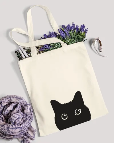 Vista 8 de AUSVKAI Bolsa de lona estética para mujer, lindas bolsas de algodón reutilizables de tela para ir de compras, playa, regalos de moda