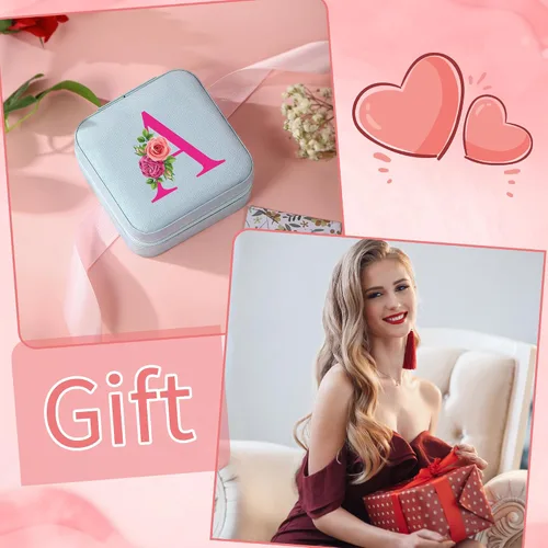 Vista 6 de Parima Joyero de viaje para joyería, regalo del día de San Valentín para ella, esposa, novia, hija, regalos personalizados, organizador de joyas